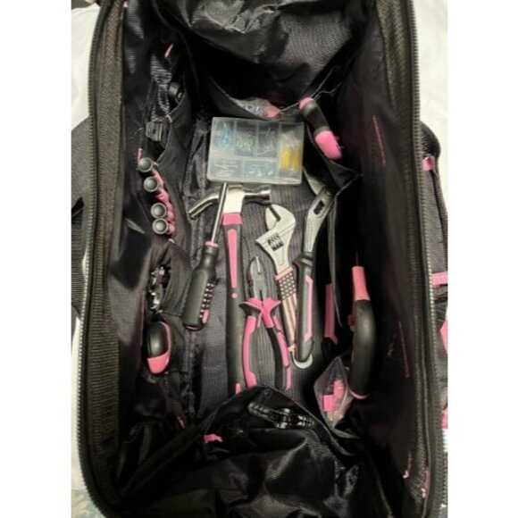 219-Piece Pink Tool Set, Ladies Hand Tool Set with 16 inch Tool Bag, Women Tool - Picture 2 of 4